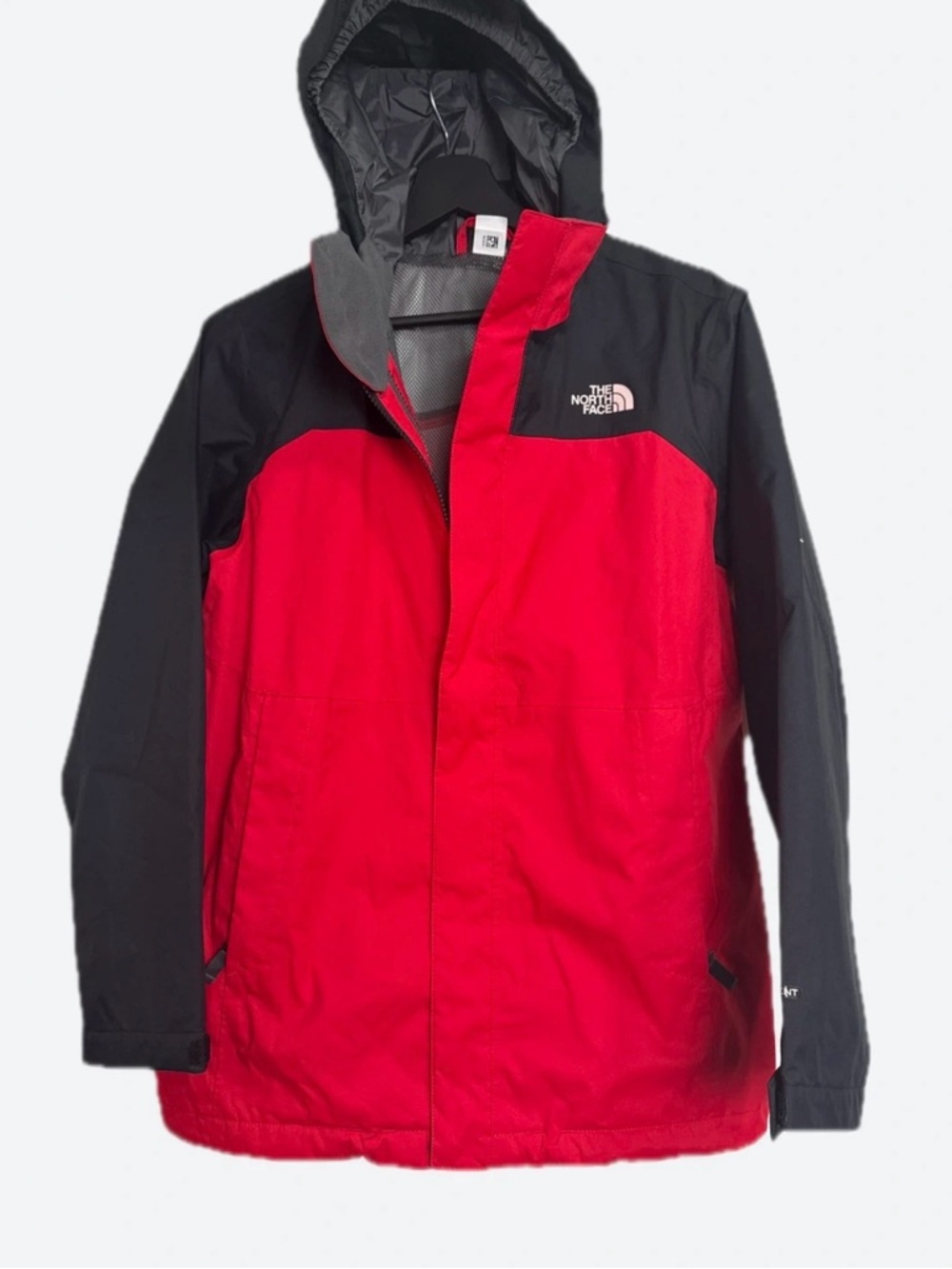 Boys North Face Red & Black Hooded Shell Jacket
